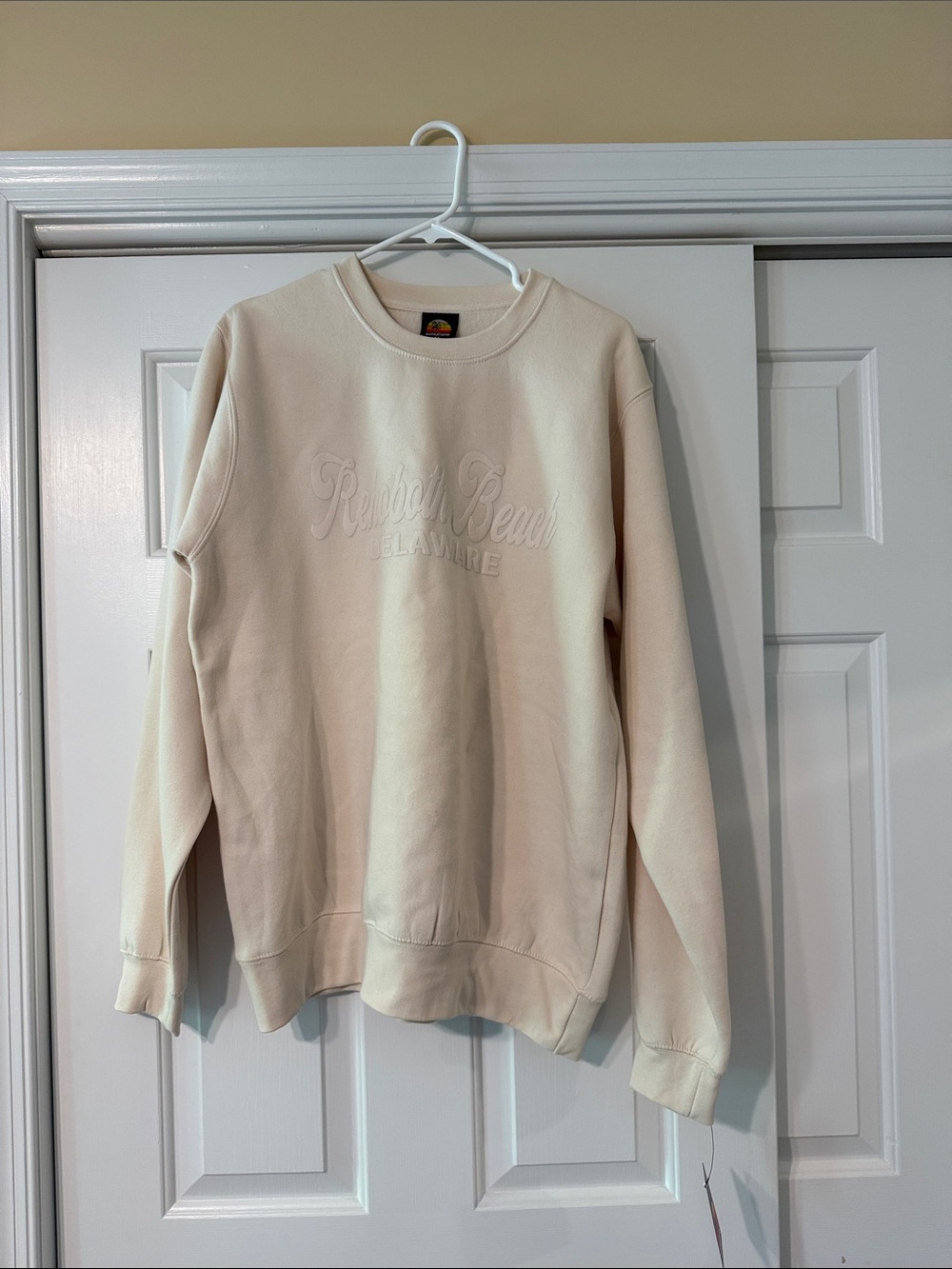 Russell Athletic Cream Crewneck Sweatshirt with Tonal Embroidery